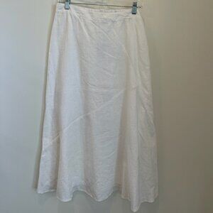 J Jill Love Linen Women 100% Linen Midi Skirt S White Lagenlook Coastal Boho NWT